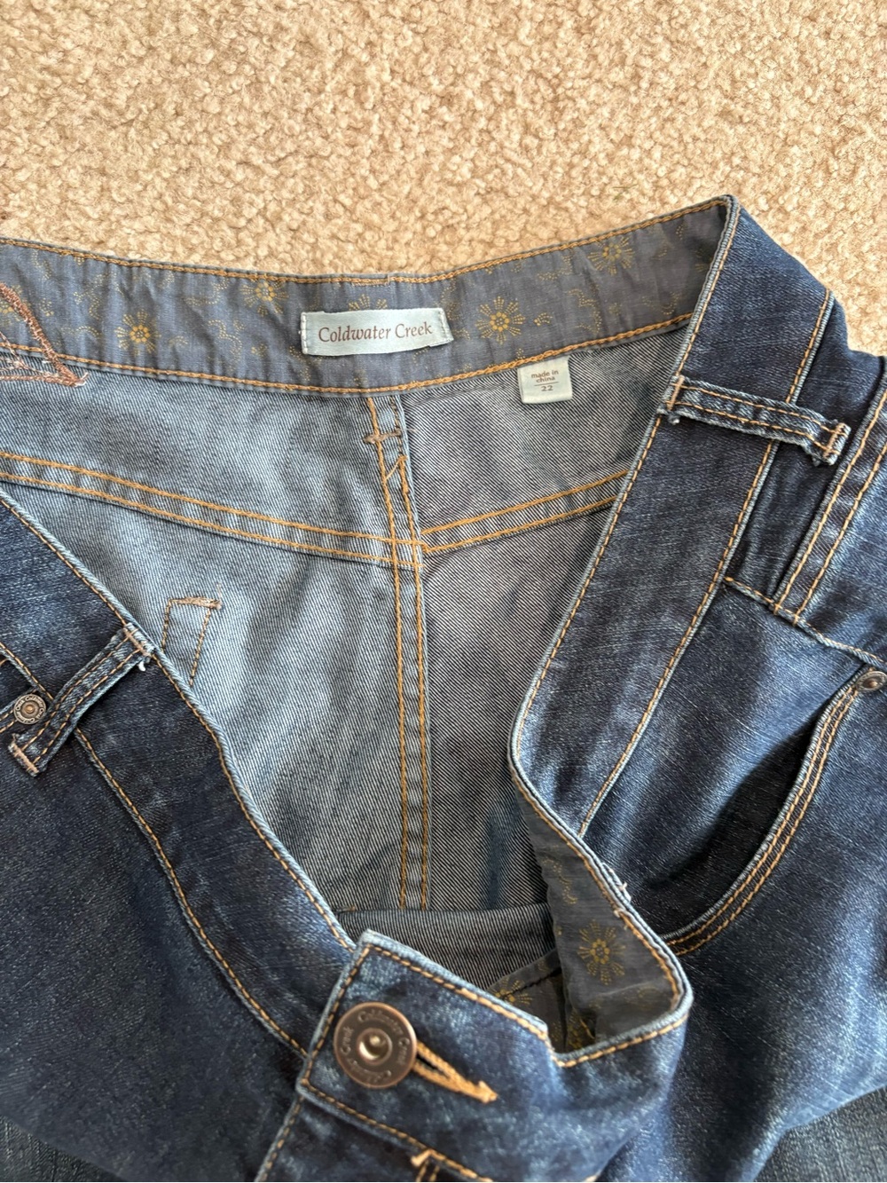Coldwater Creek Blue Embroidered Flare Jeans with Butterfly Accents - Picture 2 of 8